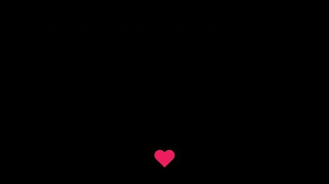 Red heart fountain fly up animation on black background. Social Media Likes and Love Emoji Effects for Instagram and TikTok 
