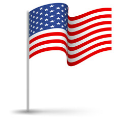 Fototapeta premium United states flag, usa symbol, flag pole realistic png illustration