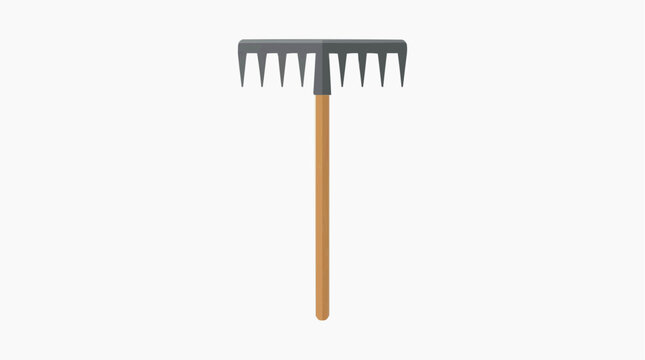 Garden rake with wooden handle isolated on white background