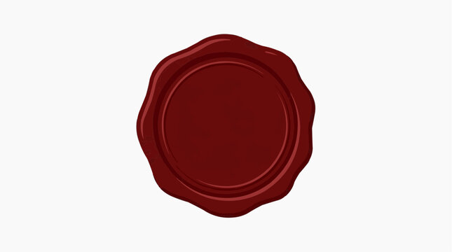 Blank red wax seal stamp with wavy edges on white background