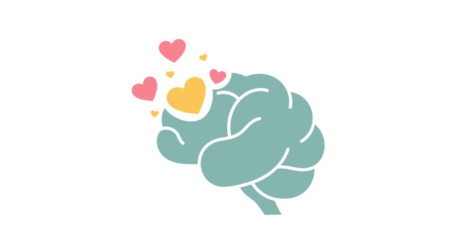 Brain with hearts coming out.
