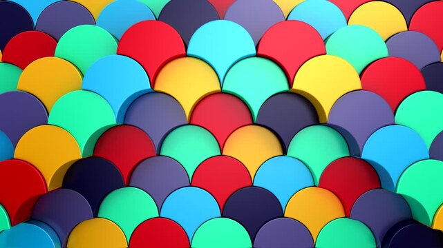 Geometric Shapes Form a Wave. Abstract motion, 3d rendering, 4k resolution

