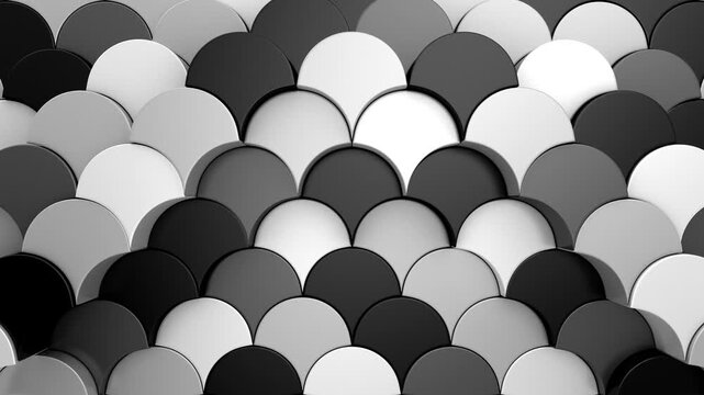 Geometric Shapes Form a Wave. Abstract motion, 3d rendering, 4k resolution
