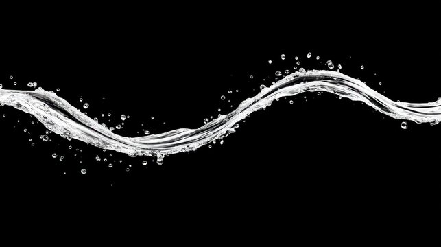 Stylized water splash creating dynamic wave patterns on a black background.
