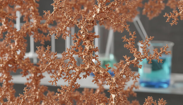 Electrodeposited copper dendrites texture with branching metallic fractal structure