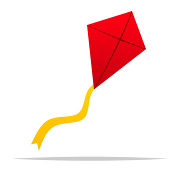Cartoon red kite vector isolated illustration