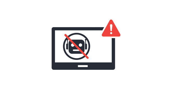 Warning sign on a laptop screen.