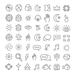 Fototapeta premium Minimalist Icon Set: Abstract Symbols and Line Art Designs