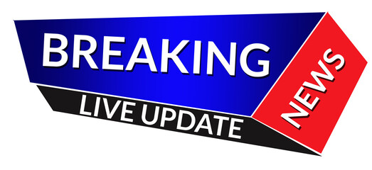 Obraz premium Dynamic Breaking News Lower Third Design for Television and Streaming Media, Live Breaking News Banner with Red Gradient and Blue Geometric Shapes