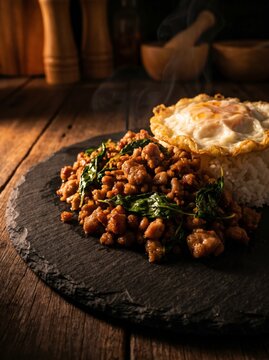 Thai Pad Kra Pao (Stir-fried basil with minced pork).