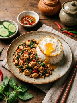 Thai Pad Kra Pao (Stir-fried basil with minced pork).