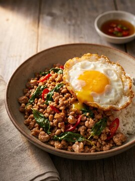 Thai Pad Kra Pao (Stir-fried basil with minced pork).
