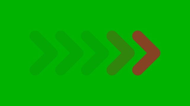 Dynamic sequence of progressive right-pointing arrows illustrating forward momentum and step-by-step advancement on a vibrant green backdrop