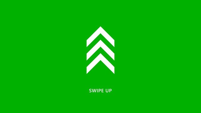 Dynamic upward movement indicator for modern digital interface interaction on a bright green background