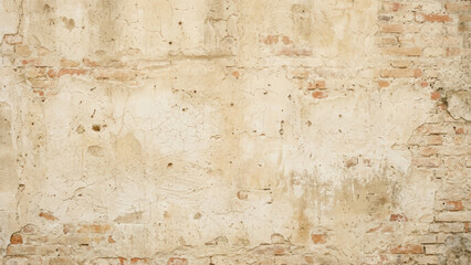 Fototapeta premium Vintage Plaster Brick Wall Texture Background with Cracks, Aged Cement Surface Exposed Brick Rough Grunge Pattern and Weathered Architecture
