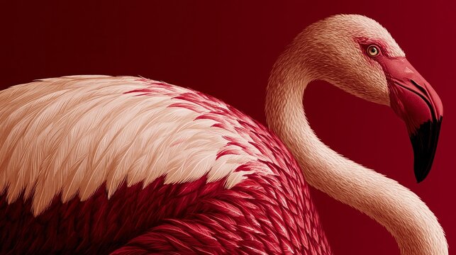 elegant flamingo portrait with soft painterly textures and editorial style