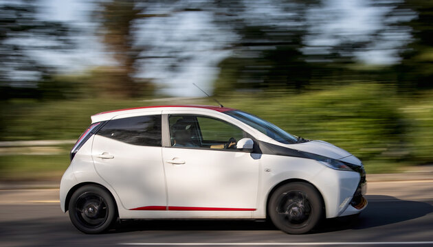 Milton Keynes,Bucks,UK - May 25th 2026:  2014 white Vauxhall Corsa hatchback car driving on a British road