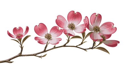 Obraz premium Dogwood Blossom Branch: A delicate branch showcases a cluster of exquisite dogwood blossoms, their vibrant pink and white petals unfurling gracefully, exuding spring's gentle beauty.