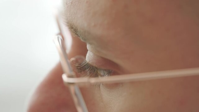 student in glasses, attending online class, focused programmer with glasses, working, Concept coding and software development, remote learning and e-education