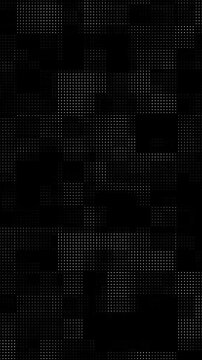 Abstract black and white halftone squared grid lines create a square animated background for UI technology screens or infographics. Seamless loop motion pattern. Fit for tint, alpha, or overlay layer 