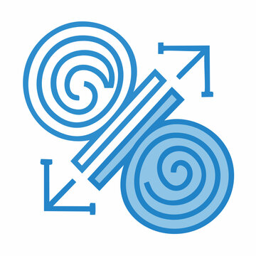 Abstract Swirls with Arrows Indicating Expansion or Contraction