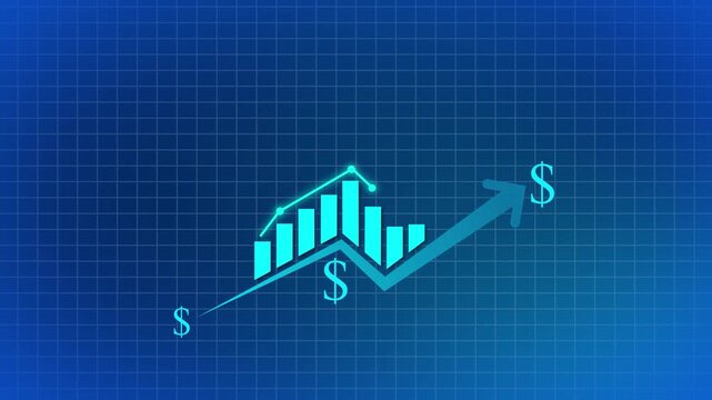 Business line arrow with graph animation