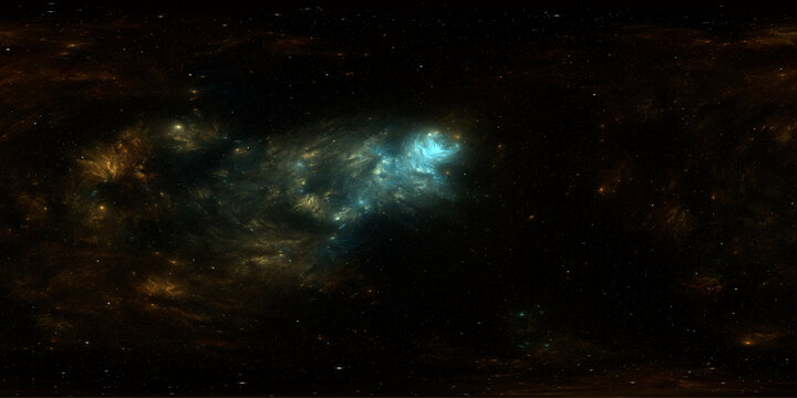 360-degree full-sphere panoramic space background with nebula and stars. It was neither partly nor fully created with generative AI.