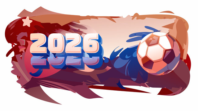 Vibrant vector banner with soccer ball and 2026 text for sports event promotions and football competitions