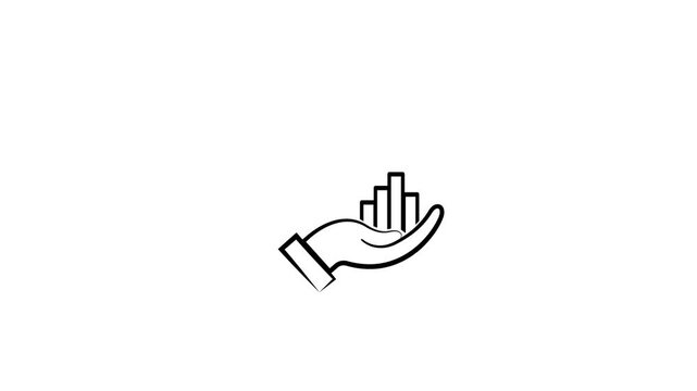 Animated by hand icon with business graph ,