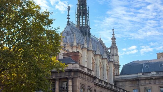 View of the apse of the Sainte Chapelle on a sunny day in Paris