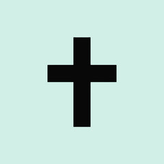 Fototapeta premium A simple black cross icon centered on a light green background