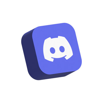 inflate discord social media app icon glossy purple gaming logo isolated transparent background illustration