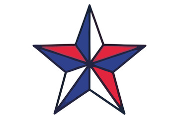 Obraz premium Vibrant red blue star graphic symbol icon isolated on white background