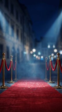 Mysterious Nighttime Red Carpet Event Scene