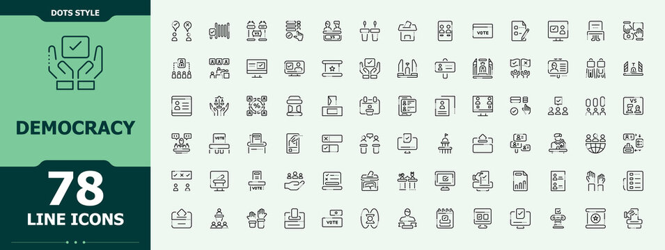 Democracy modern icon set. Modern thin line style icons. Editable stroke. Vector collection. Vote icon set. Containing people, election, poll, referendum and more.
