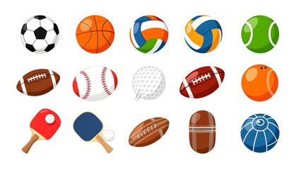 Fototapeta premium Colorful Sports Ball Collection Vector Set