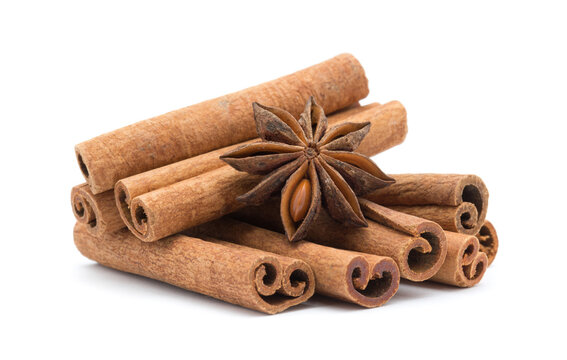 anice and cinnamon on white