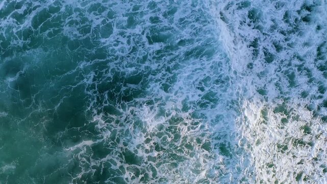 4K Cinematic Ocean Wave Foam Splashing, Realistic Sea Water Texture Aerial View, Beautiful Natural Aquatic Background