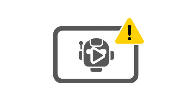 Warning sign on video play button.