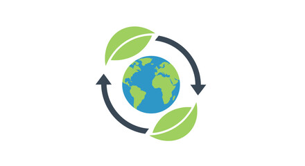 Fototapeta premium Earth Globe with Green Leaves Recycling.