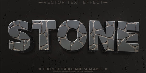 Crack stone text effect, editable rock and cracked text style © Md