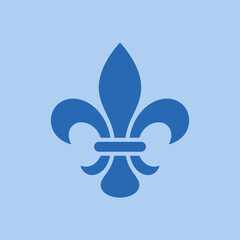 A blue fleur de lis symbol on a light blue background © Rizky