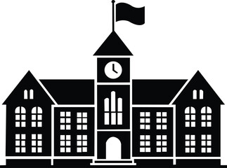 Fototapeta premium Bold black silhouettes of a school