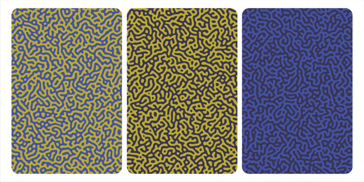 Eye catching reaction diffusion background set with vibrant organic line patterns for creative agency landing page web banner background eps10