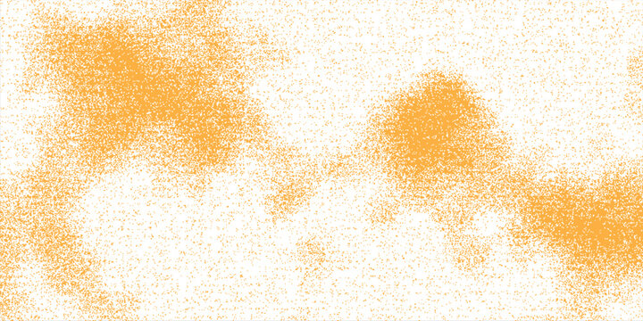 Retro risograph style textured background with orange organic stipple shapes and grain noise particles vector design