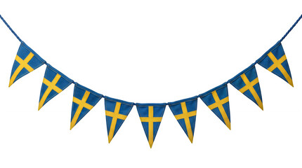 Obraz premium Colorful triangular bunting flags hanging on string outdoor celebration decoration