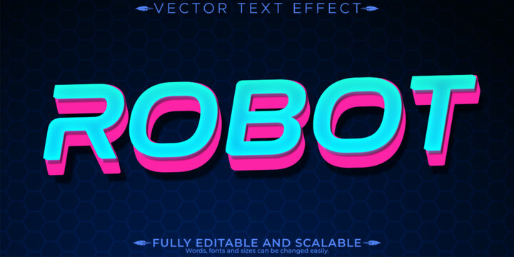 Artificial intelligence text effect, editable technology and science text style