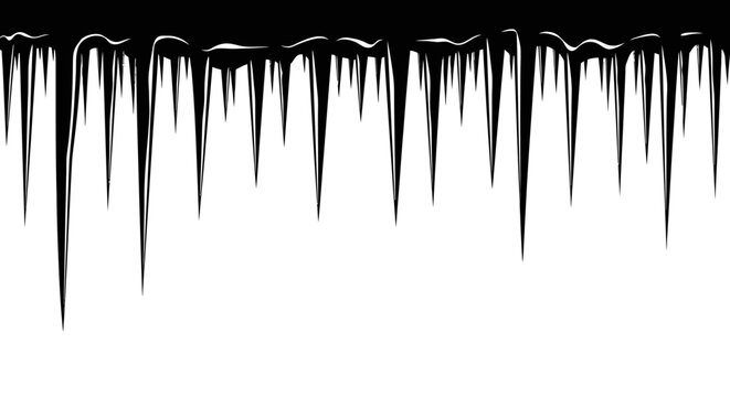 Dripping black liquid with icicle shapes on white background abstract design element for graphic resources
