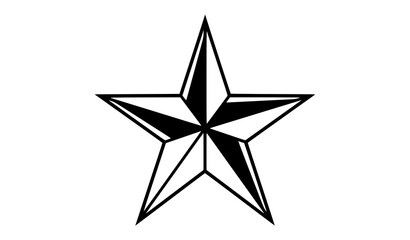 Obraz premium Black and white nautical star vector five point illustration