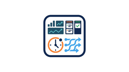 Fototapeta premium Business productivity icons on screen.